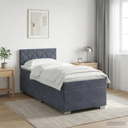 Letto con Box Spring, Materasso e LED Grigio Scuro 100 x 200 cm 3452127