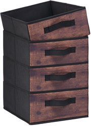 Set di 4 contenitori di stoccaggio in tessuto pieghevole, organizzatore di cassetti per abbigliamento, intimo, ecc. (disegno a stampo di legno)