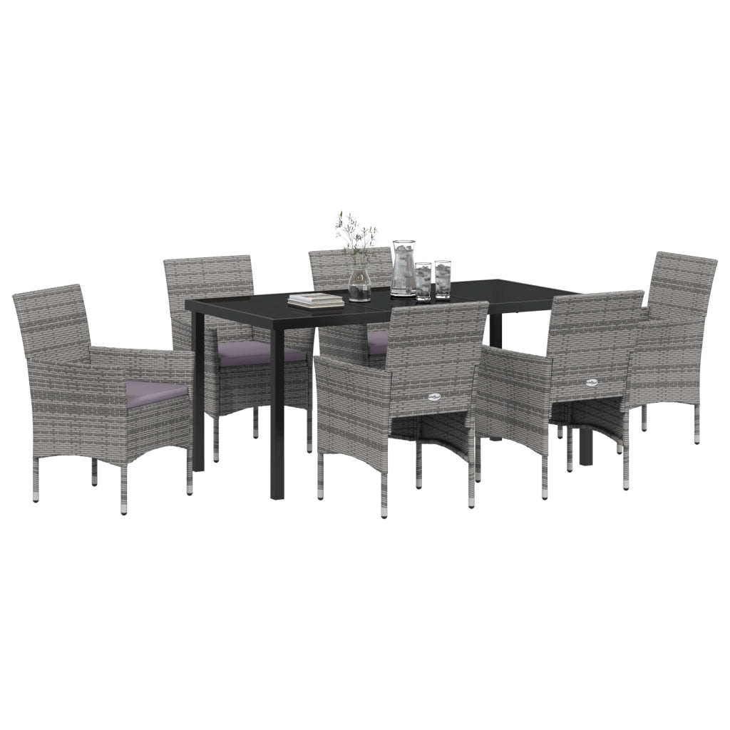 Set da Pranzo da Giardino 7 Pezzi Grigio Rattan Sintetico