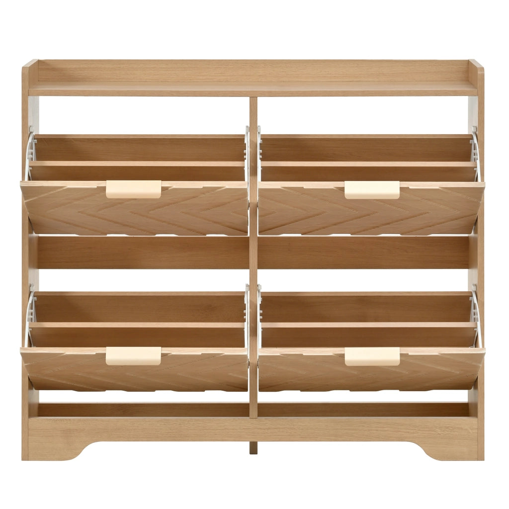 Scarpiera Moderna 105×24×90 cm con 4 Ante a Ribalta; Frontale 3D; Ripiano Superiore e Design Salvaspazio