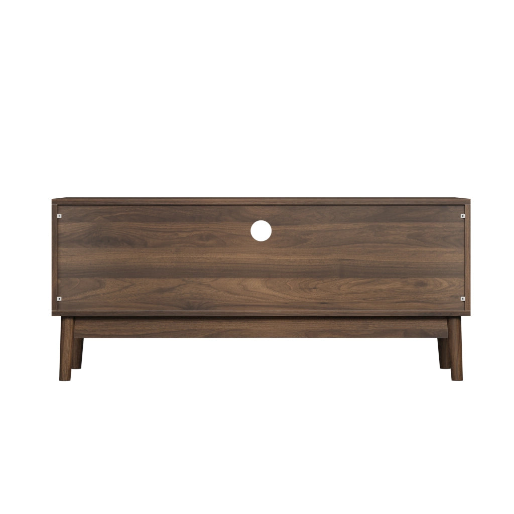 Mobile porta TV con 2 ante e vani aperti, passacavi, per soggiorno e camera da letto, in MDF, noce 110 × 40 × 48 cm