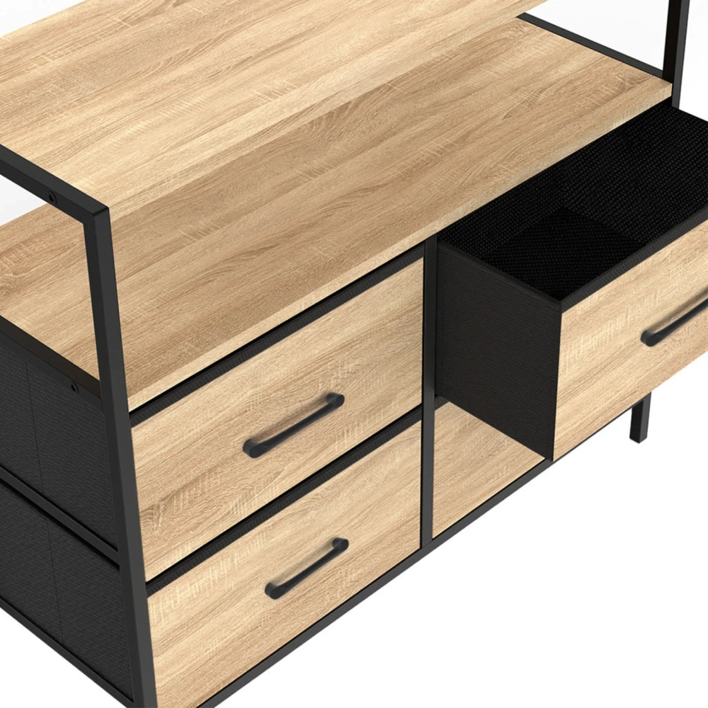 IDMarket - UTAH Cajonera de tela de 4 cajones 80 cm mueble de almacenaje de diseño industrial