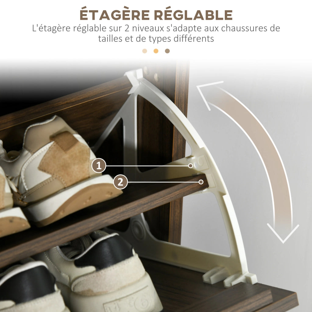 Scarpiera 3 Ante 18 Paia Salvaspazio ¨C Xylo ¨C Legno Noce Scuro 63x24x117cm