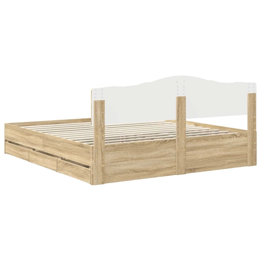 Struttura del letto con cassetto Rovere Sonoma 200 x 200 cm
