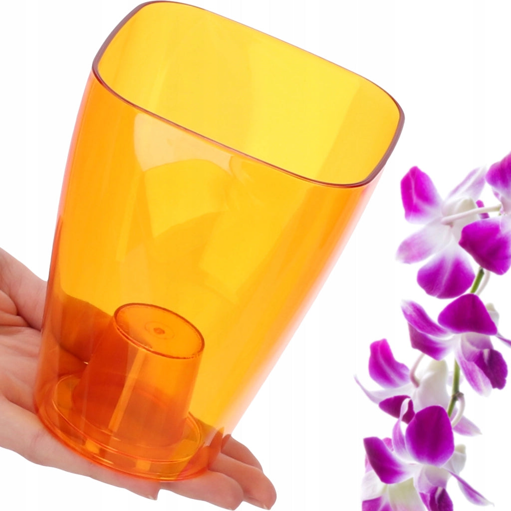 Vaso per orchidee KADAX in plastica arancione, 9 cm