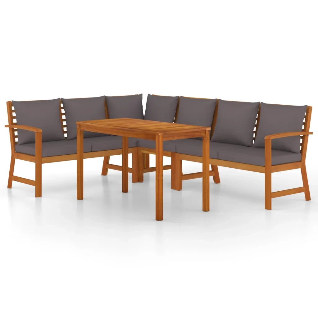 Set da Pranzo Giardino 5pz con Cuscini Legno Massello di Acacia 3154967