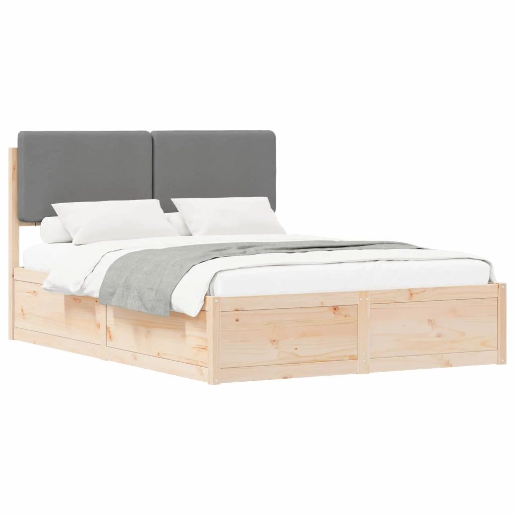 Letto con Testiera Rivestita Grigio chiaro 140 x 190 cm 3398164
