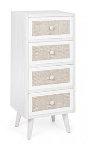 Cassettiera Legno Bianco Stile Boho da Interno - MONIQUE