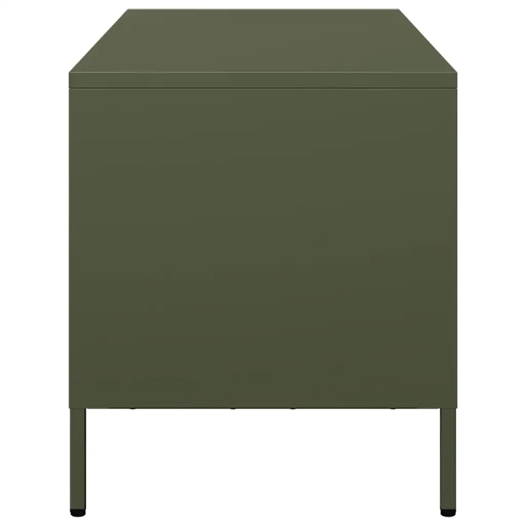 Mobile TV Verde Oliva 101,5x39x43,5cm Acciaio Laminato a Freddo