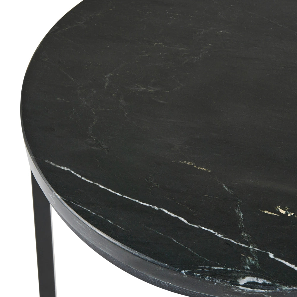 Tavolino Base nera ø 40 cm Struttura in metallo Piano in ceramica Marmo Design moderno Soggiorno