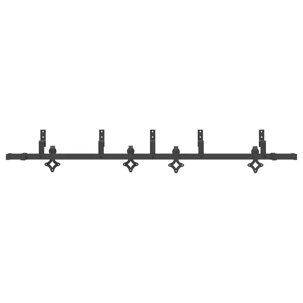 Kit di Binari per Porte Scorrevoli 213,5 cm Acciaio Nero 3295736