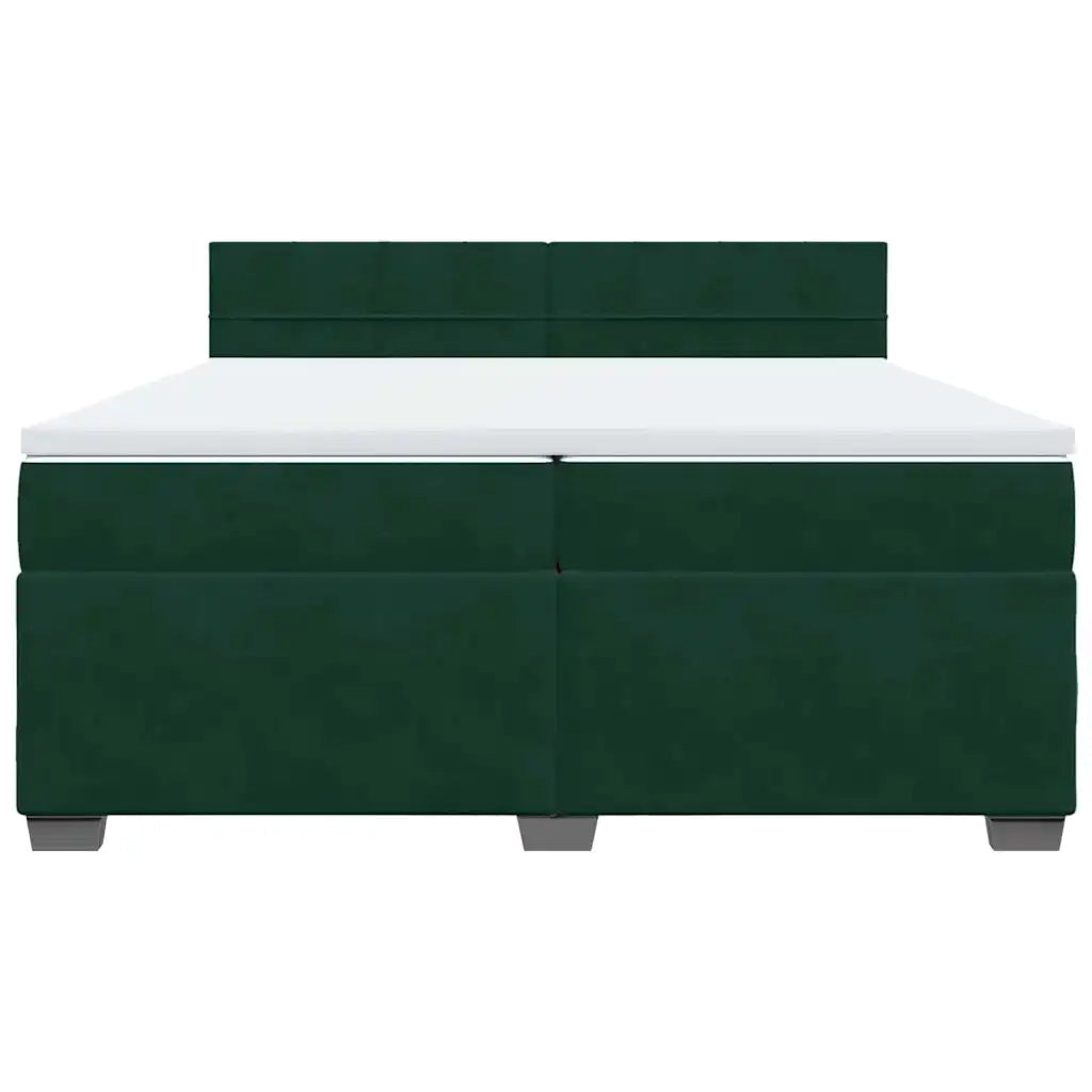 Giroletto a Molle con Materasso Verde Scuro 200x200 cm Velluto