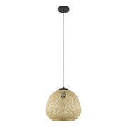 Lampadario A Sospensione Vintage Dembleby Acciaio Nero Legno 1 Luce E27