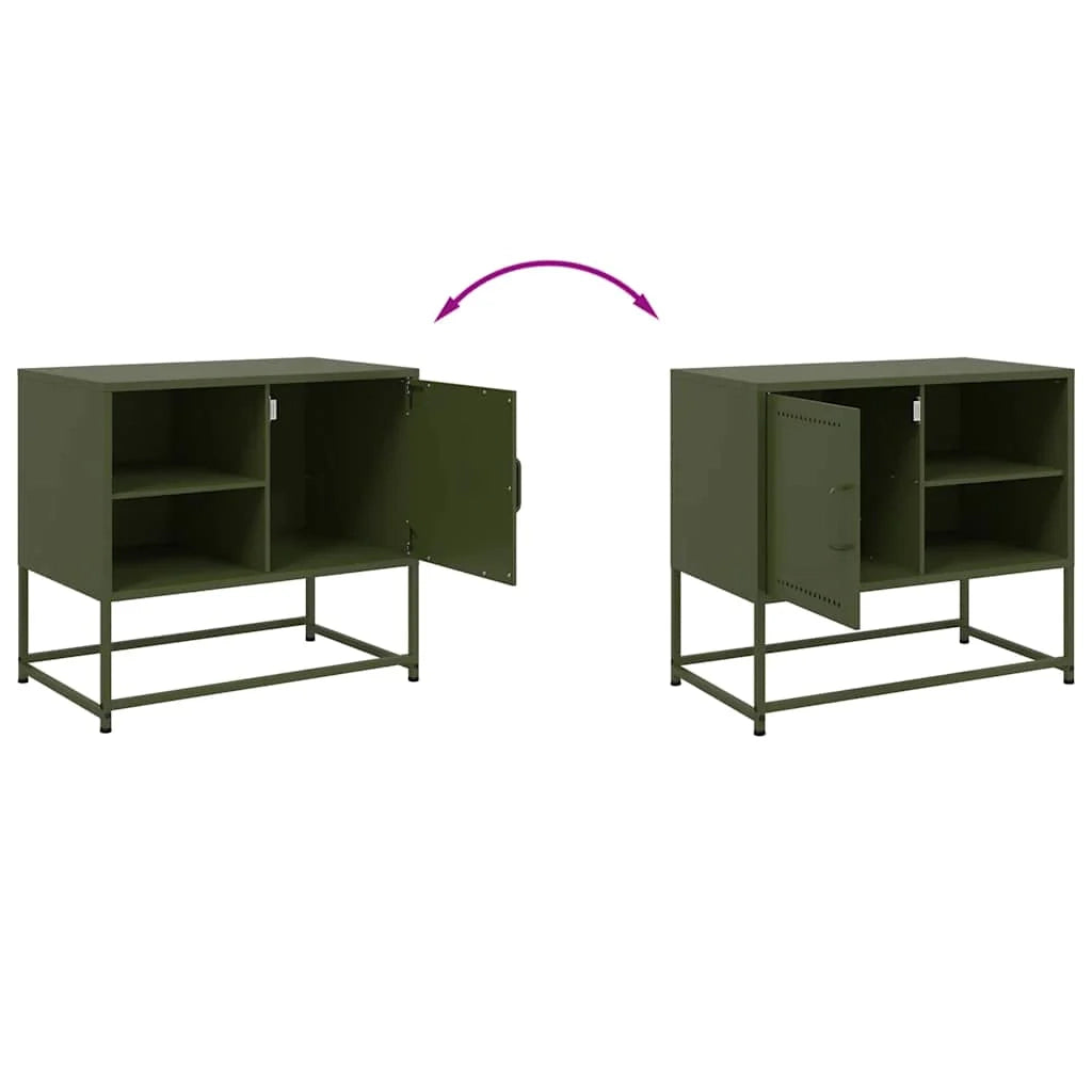 Mobile TV multimediale mensola TV credenza TV sala da pranzo soggiorno camera da letto verde oliva 68 x 39 x 60,5 cm acciaio verde 02_0028271