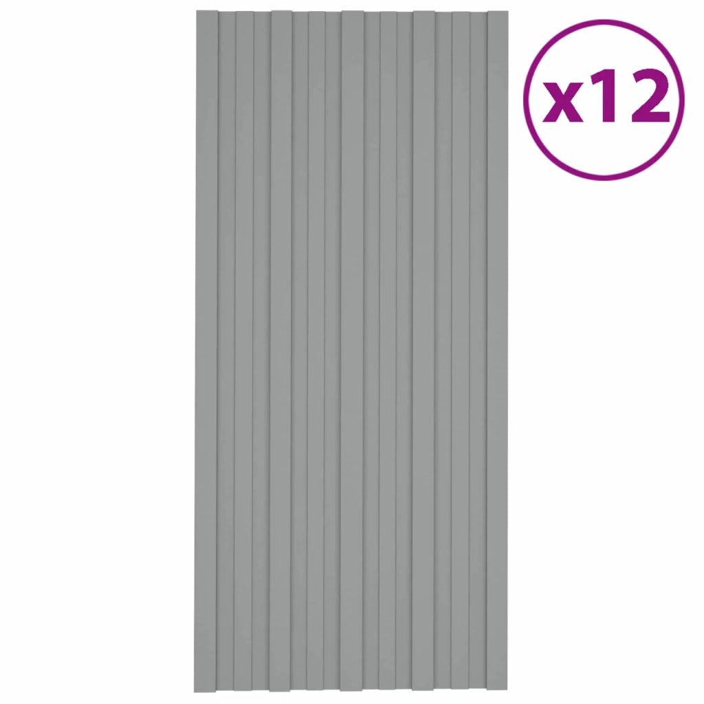 Pannello per tetto 12 pz Grigio 100 x 45 cm Acciaio zincato CFW5681010
