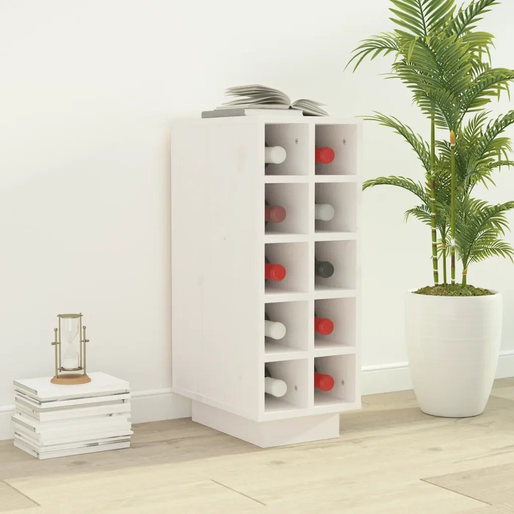 Portabottiglie Bianco 23x34x61 cm in Legno Massello di Pino 820972