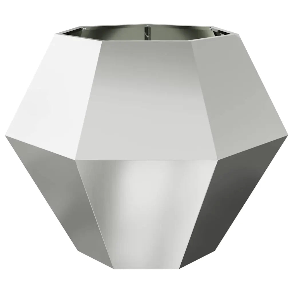 Set di 2 fioriere rettangolari da esterno 100 x 100 x 80 cm in acciaio zincato argento 02_0053101