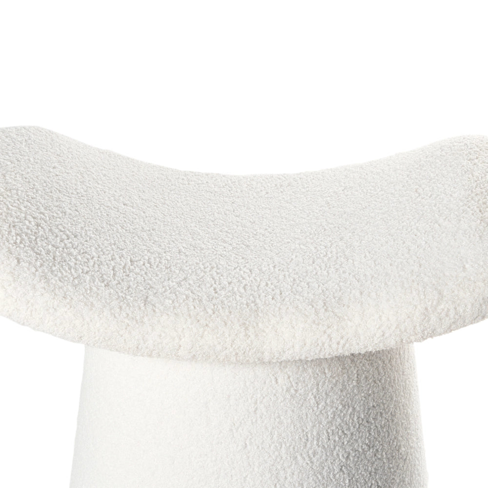 Pouf tessuto Boucle Bianco sporco poggiapiedi soggiorno moderno