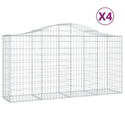 Set di 4 gabbioni ad arco per recinzione gabbia o muro di contenimento 200 x 50 x 100/120 cm ferro zincato argento 02_0041436