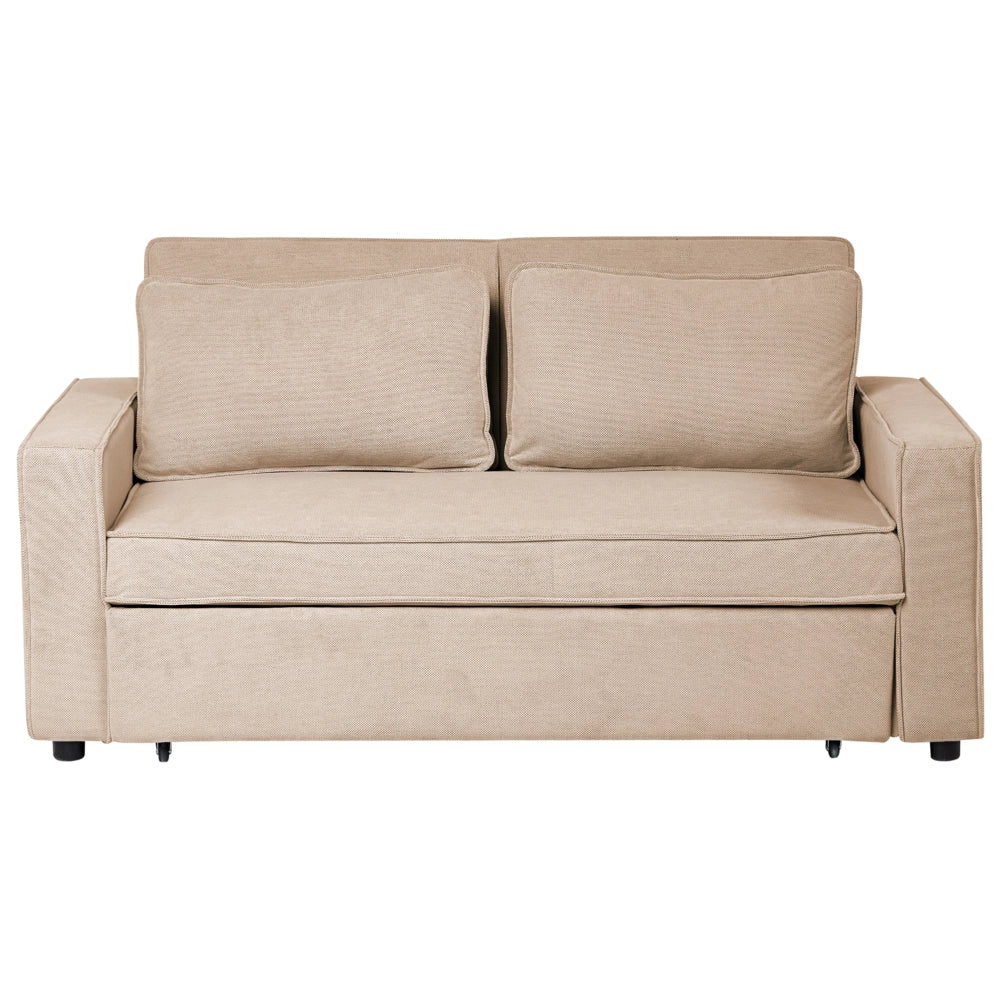 Divano letto in tessuto marrone chiaro con funzione letto pieghevole Divano minimalista