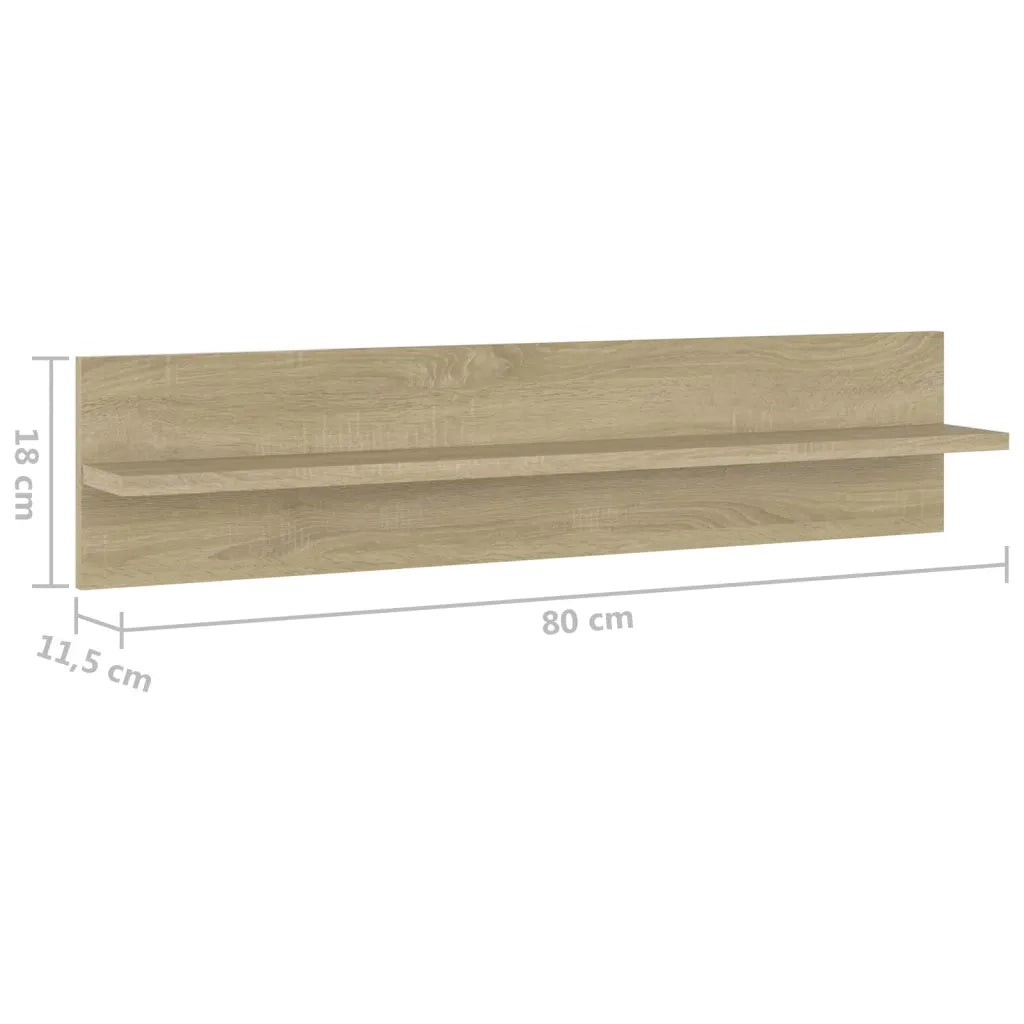 Mensole a Muro 4pz Rovere Sonoma 80x11,5x18cm Legno Multistrato 807340
