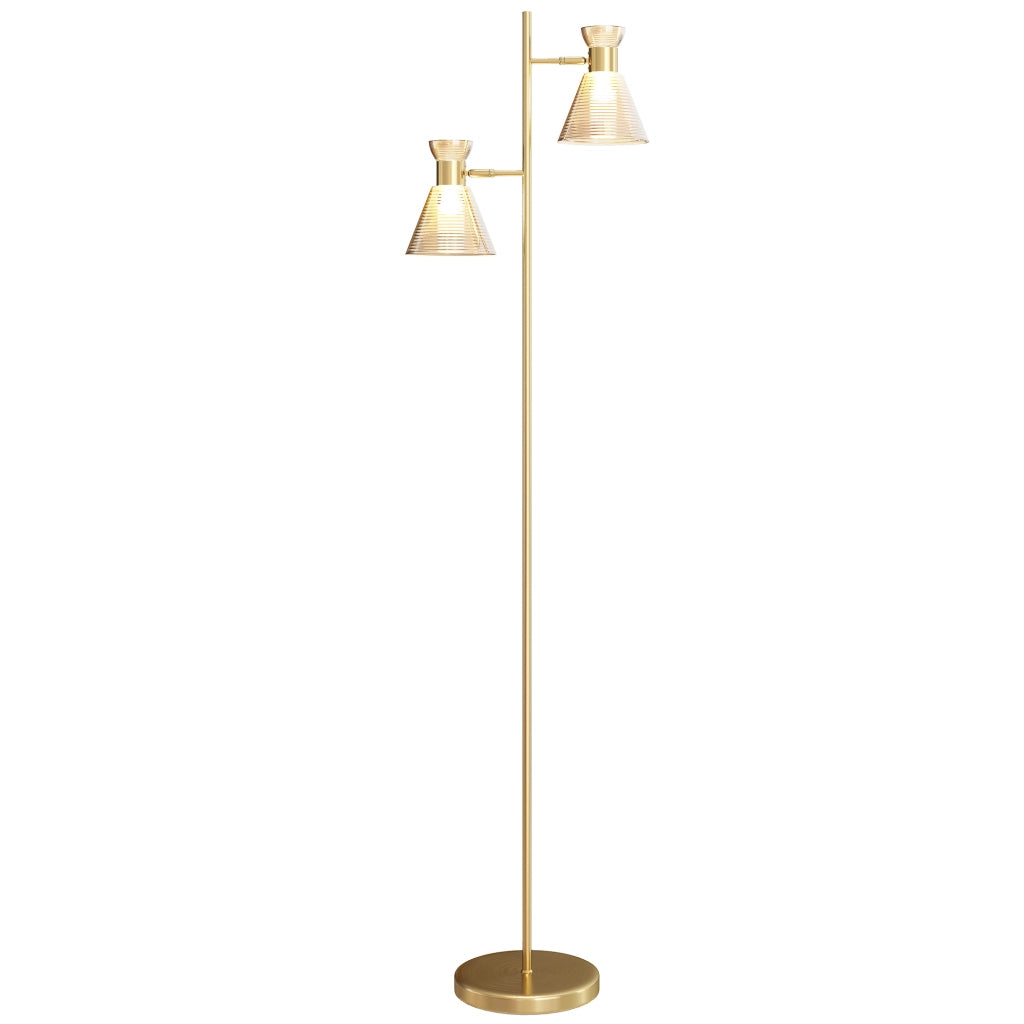 Lampada da Terra Moderna con 2 Luci Regolabili ¨C zephmum ¨C Oro
