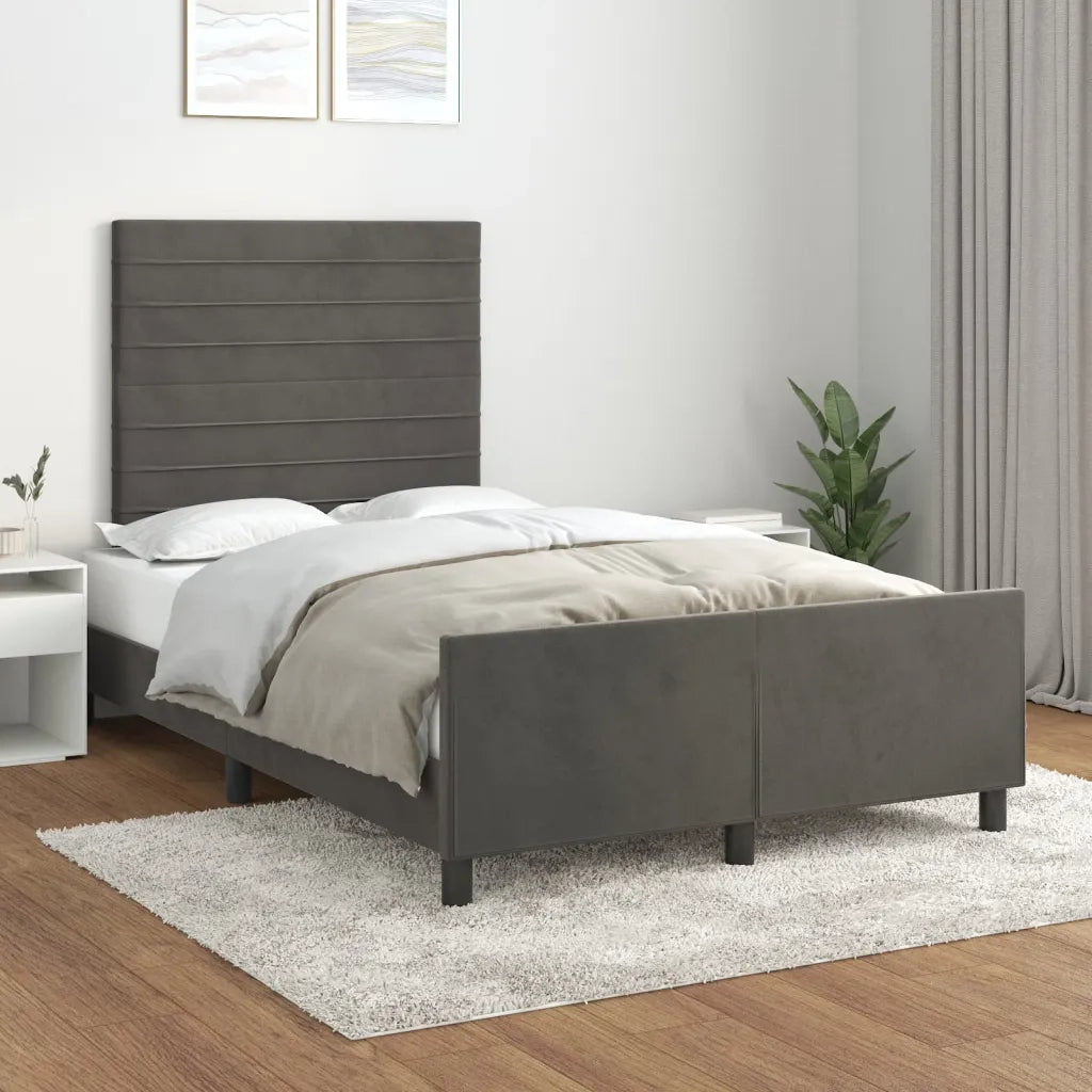 Giroletto senza Materasso Grigio Scuro 120x190 cm Velluto