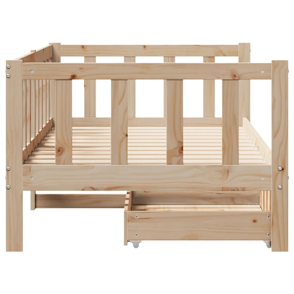 Dormeuse con Cassetti 80x200 cm in Legno Massello di Pino