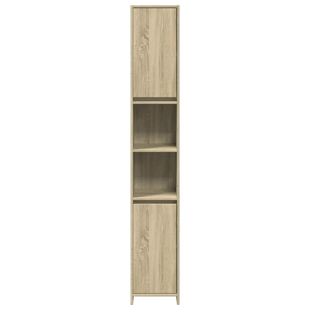 Mobiletto da bagno 30 x 30 x 183 cm 6 scomparti stile moderno legno di rovere Sonoma composito 02_0049687