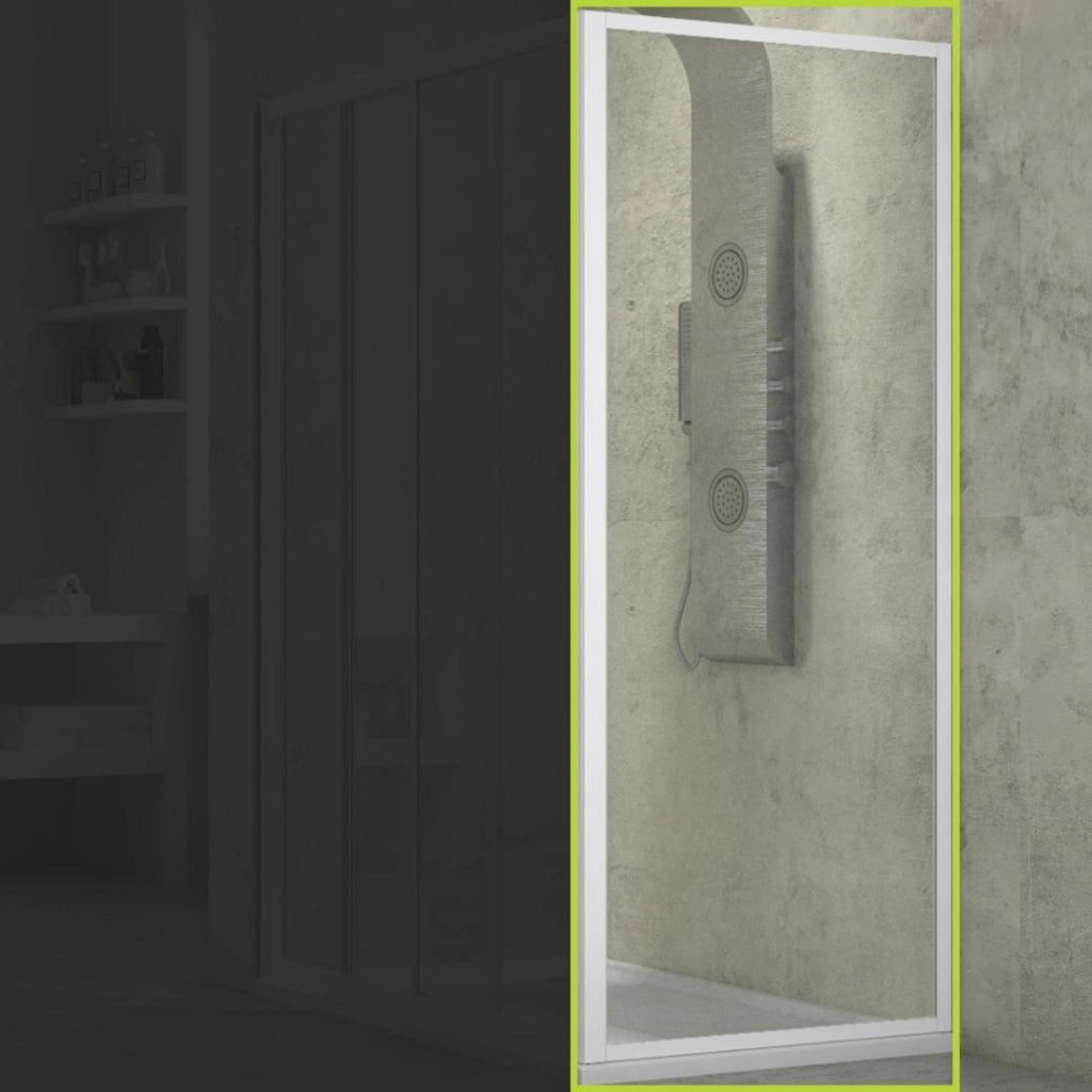 Parete fissa per box doccia con porta scorrevole slide bianca *** misure 68-70,5xh185 cm trasparente, confezione 1