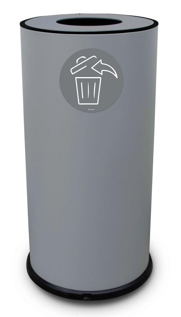 Pattumiera Per Raccolta Differenziata Ø35xh72 cm In Acciaio Verniciato 1 Scomparto Grigio