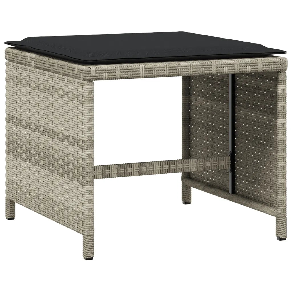 Sgabelli Giardino Cuscini 4 pz Grigio Chiaro 40x40x35 Polyrattan CFW9209071