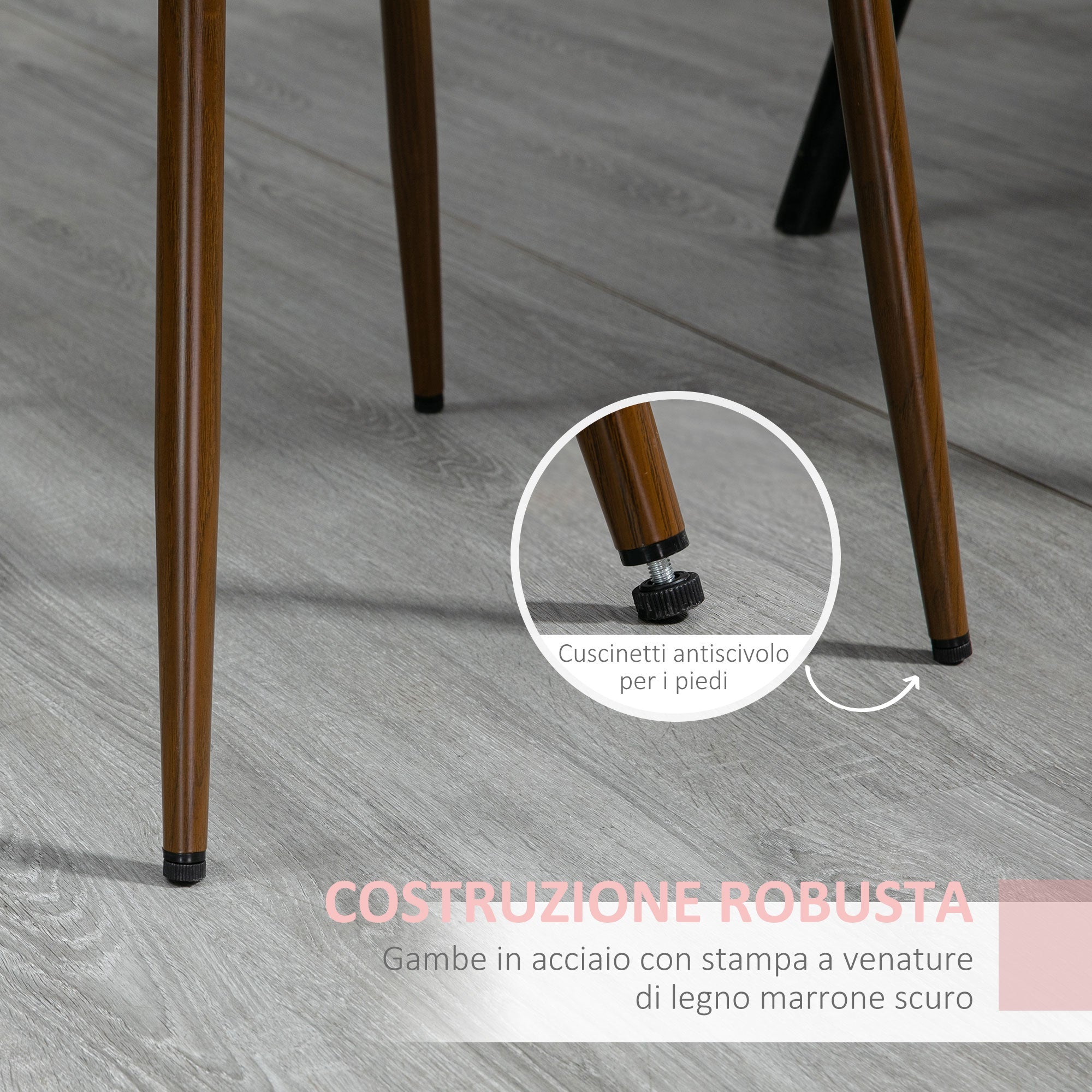 Set 4 Sedie Imbottite 47x55x86 cm in Poliestere e Acciaio Grigio