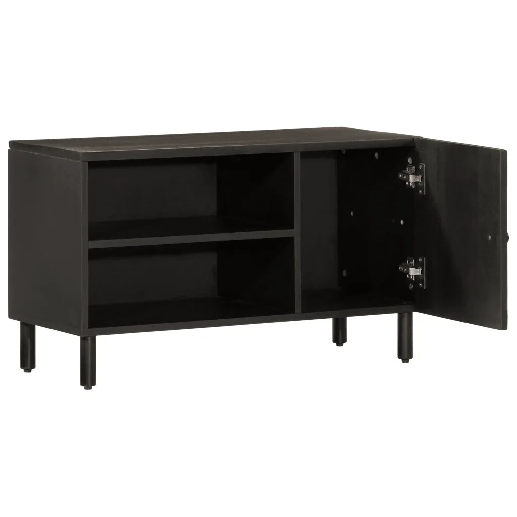 Mobile Porta TV Nero 80x31x46 cm in Legno Massello di Mangocod mxl 114097