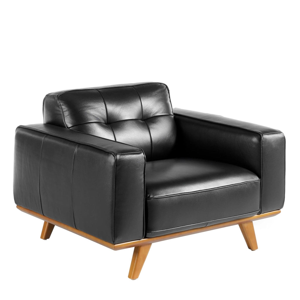 Poltrona chester in pelle nera