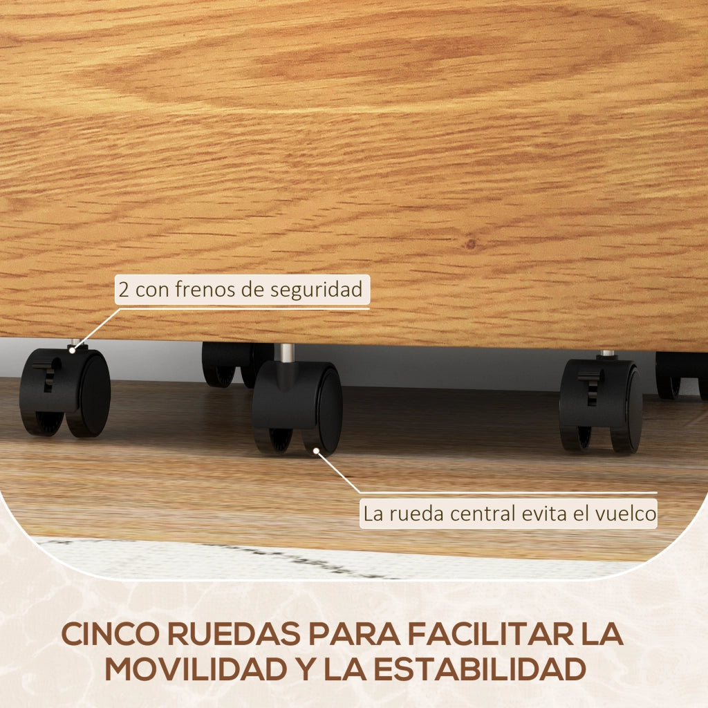 Cassettiera con Ruote 2 Cassetti ¨C Zephmum ¨C 42x40x60 cm Bianco e Naturale