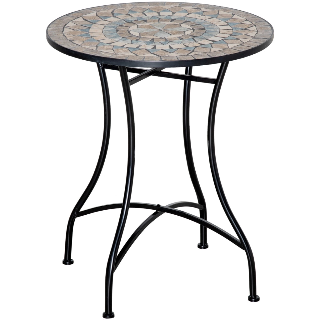 Tavolo da pranzo per giardino rotondo ¨C zephmum ¨C verde, beige, bianco, ?60 cm
