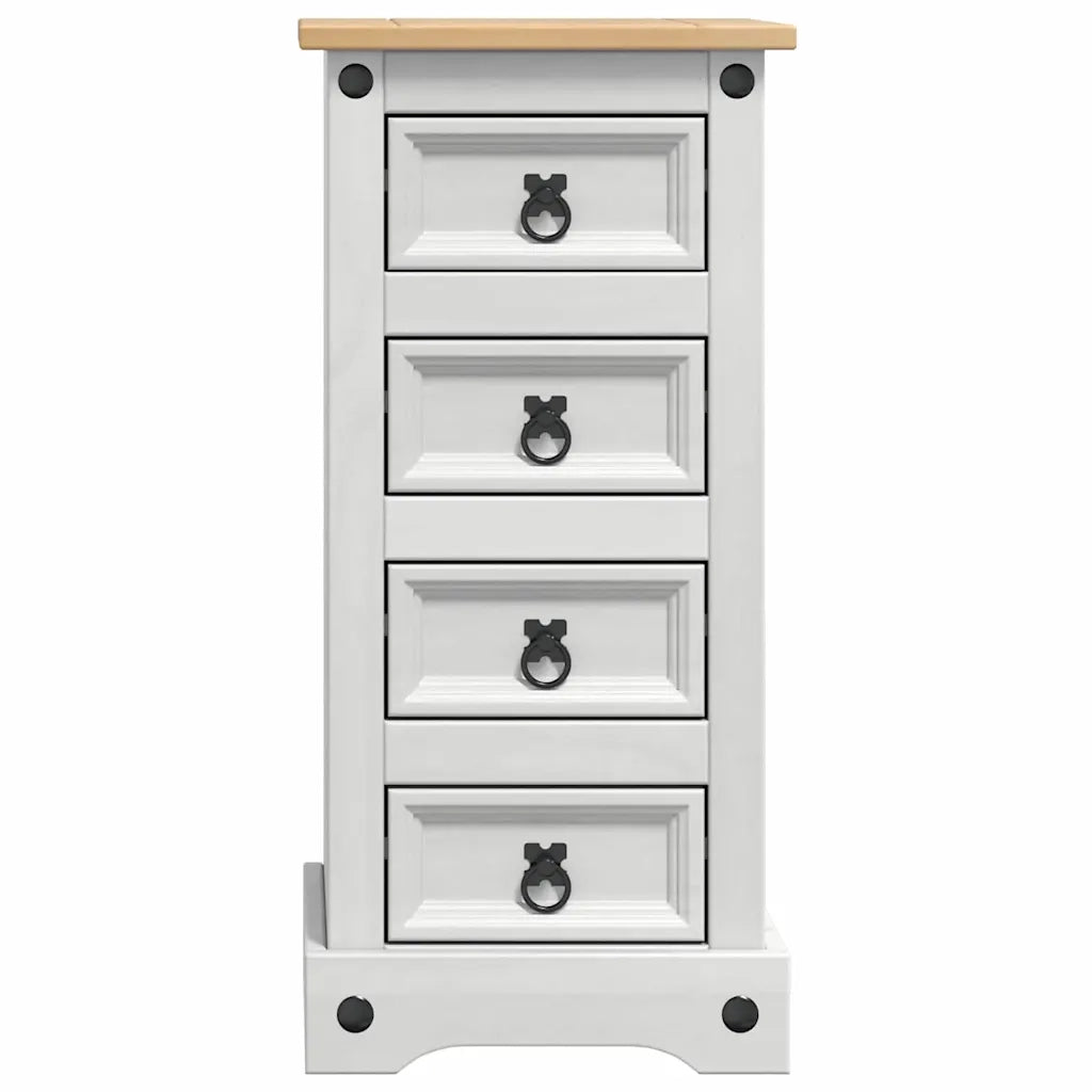 Comodino Corona Bianco 35 x 32,5 x 74 cm Pino massello 42021185