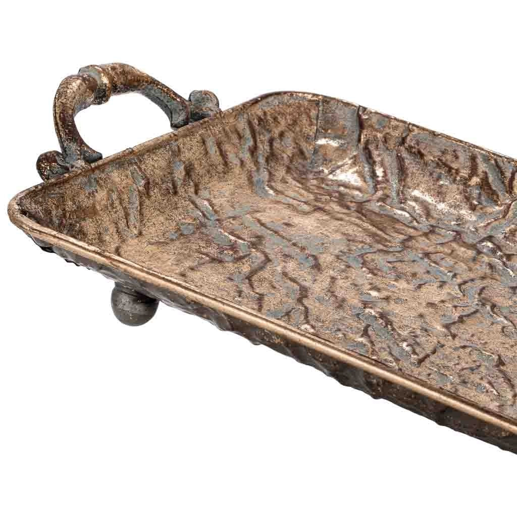 Vassoio in metallo dorato 45x26x7,5h cm
