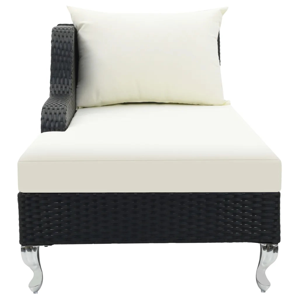 Lettino Prendisole con Cuscino in Polyrattan Nero 44749