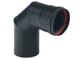 GOMITO A 90  ° PER STUFE A PELLET NERO OPACO ALA PELLET AETERNUM   EE ¸ mm.100    ALA