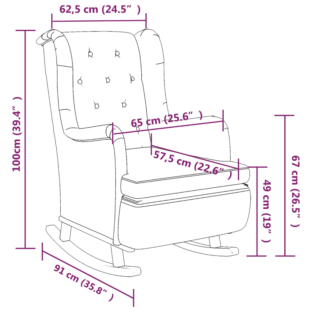 Poltrona Gambe a Dondolo | Sedia Relax Legno di Hevea Grigio Chiaro Tessuto