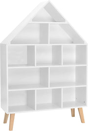 Libreria Montessoriana per Bambini, Scaffale Multistrato per Libri e Giocattoli, Mobile Portalibri Portaoggetti Organizzatore in Legno, Bianco