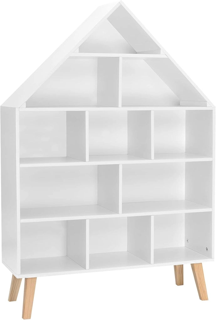 Libreria Montessoriana per Bambini, Scaffale Multistrato per Libri e Giocattoli, Mobile Portalibri Portaoggetti Organizzatore in Legno, Bianco