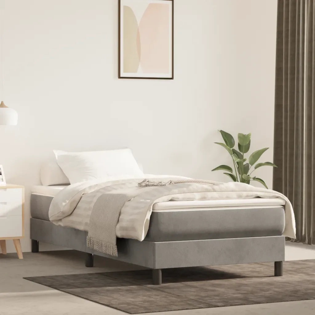 Struttura Letto a Rete a Molle-Giroletto Grigio Chiaro 80x200 cm Velluto 198358