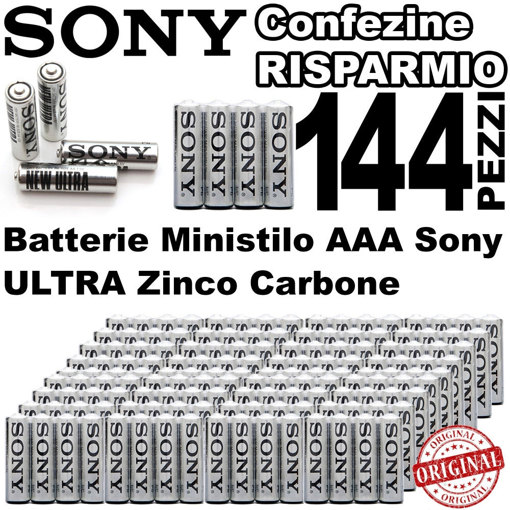 Trade Shop - 144 X Batterie Pile Ministilo Zinco Carbon Ultra Heavy Batteria Aaa R3 1,5v -