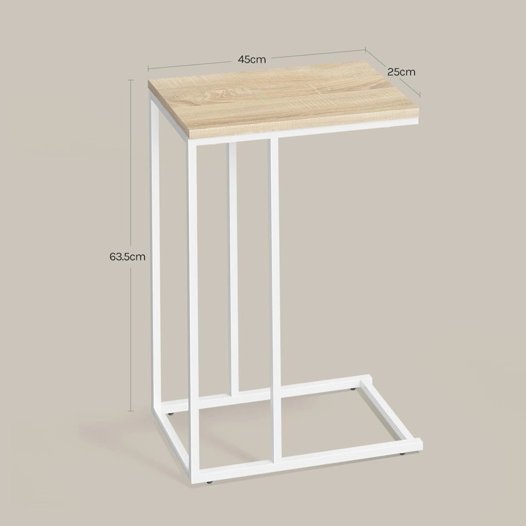Set di 2 Tavolino Laterale da Divano Tavolo da Caffè Supporto Piano D'appoggio in Legno Metallo TSG17hei-2