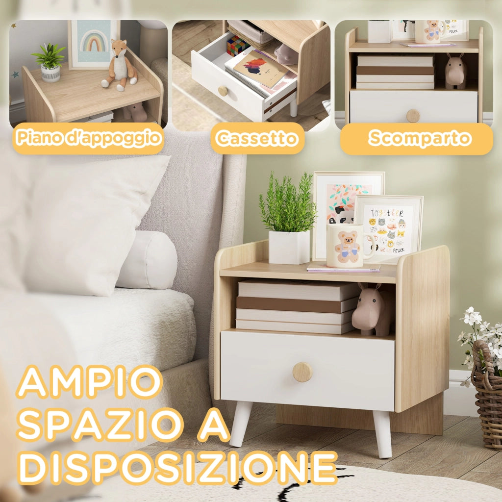 Comodino in Legno di Pino ¨C Zephmum ¨C 40x32.5x40 cm, Bianco