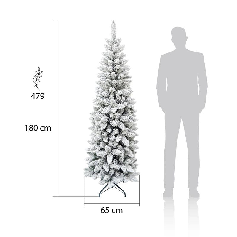 MAURY'S ALBERO DI NATALE EXTRA SLIM INNEVATO ALTEZZA 180 CM CON 479 RAMI