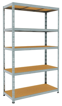 Scaffale in Metallo ad Incastro 5 Ripiani in Legno 120x50xh200 cm Pokerino Zincato